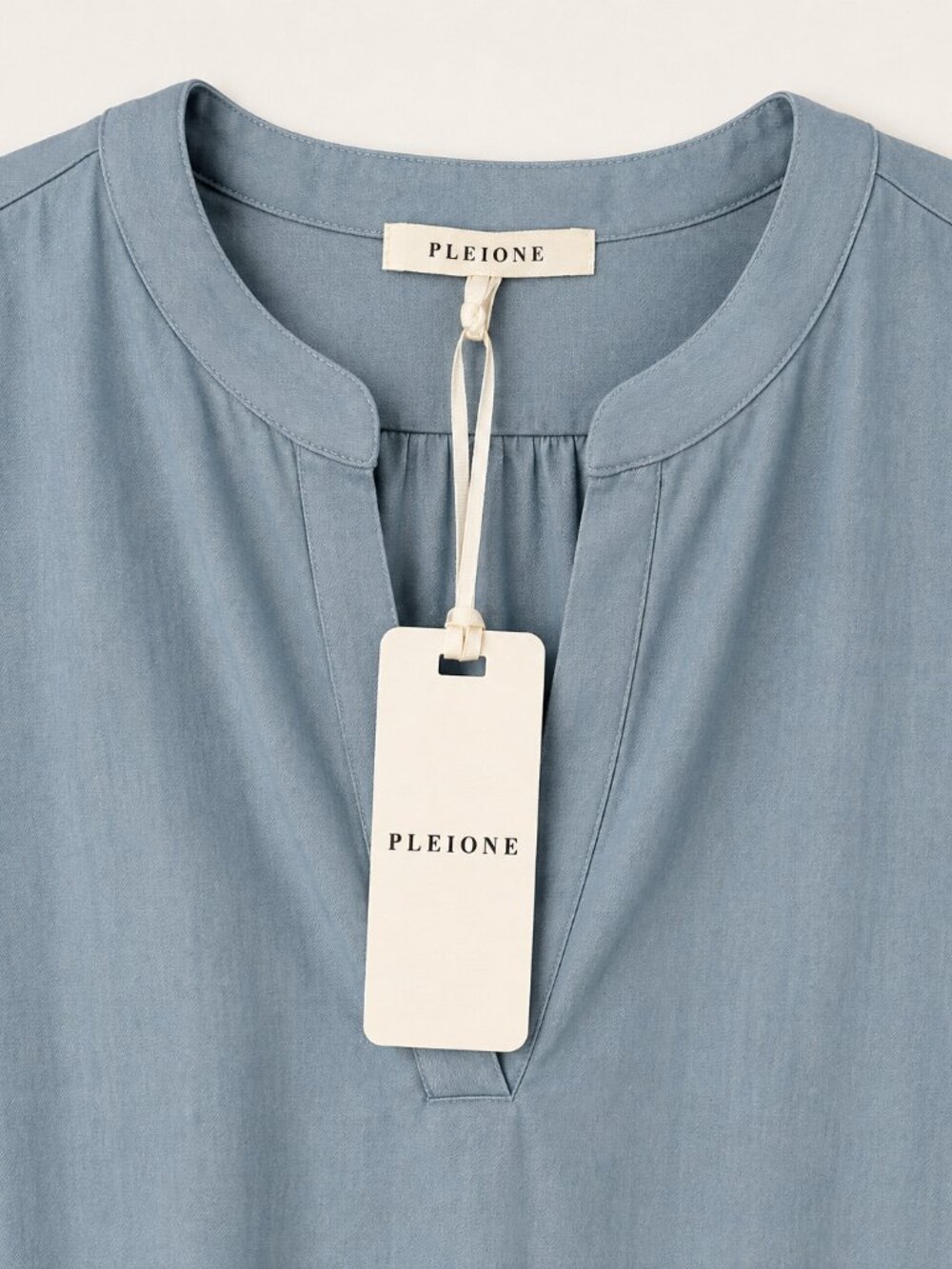 Pleione Blue Drawstring-Waist Split-Neck Shift Dress NWT - Picture 4 of 4